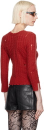 Marc Jacobs Red 'The Shrunken Cashmere Cable' Cardigan