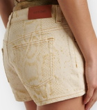 Roberto Cavalli Snake-print denim shorts