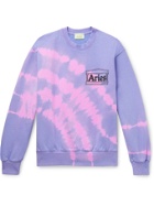 ARIES - Logo-Print Tie-Dyed Fleece-Back Cotton-Jersey Sweatshirt - Purple - XS