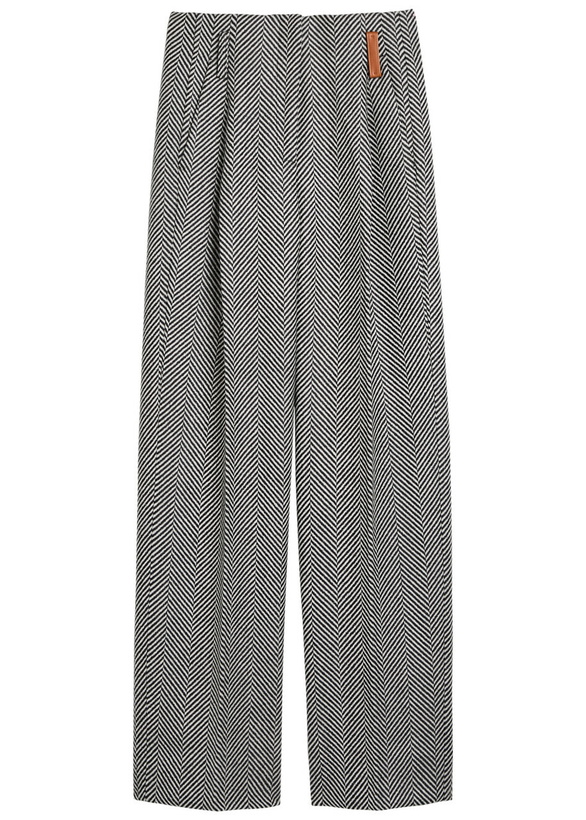 Photo: Forte_forte Chevron Wool Straight-leg Trousers Grey