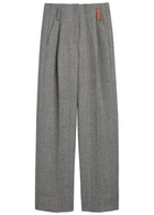 Forte_forte Chevron Wool Straight-leg Trousers Grey