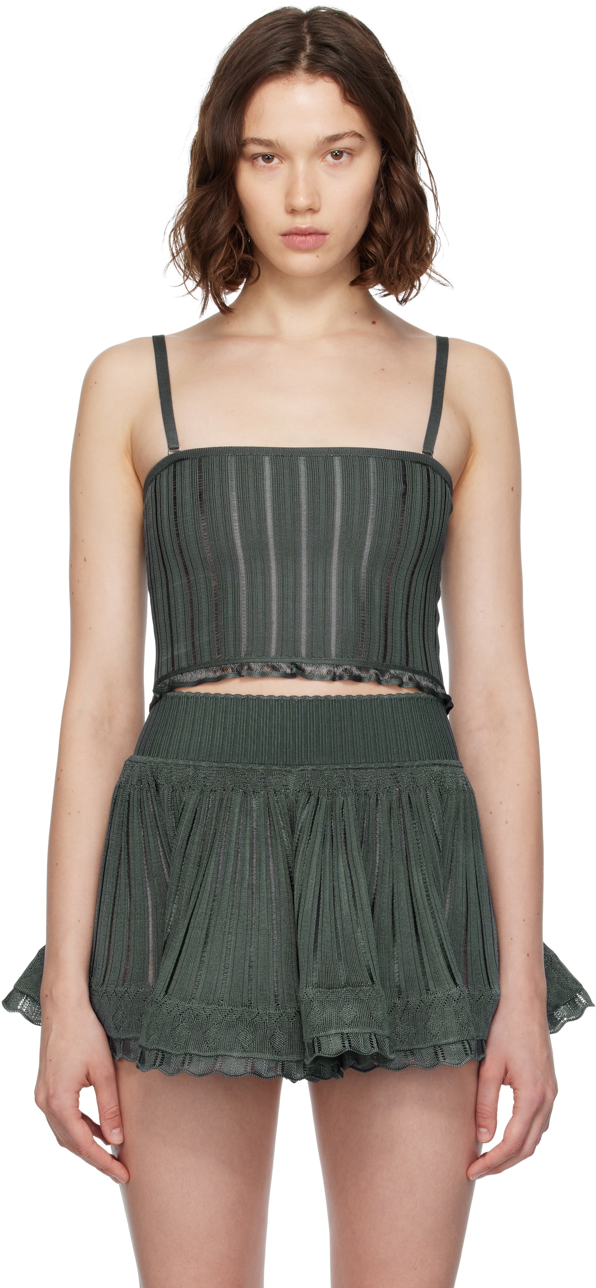 ALAÏA White Crop Hooded Tank Top ALAÏA