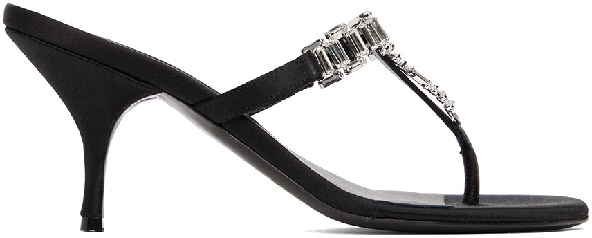 Magda Butrym Black Crystal Thong Heeled Sandals