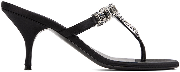 Photo: Magda Butrym Black Crystal Thong Heeled Sandals
