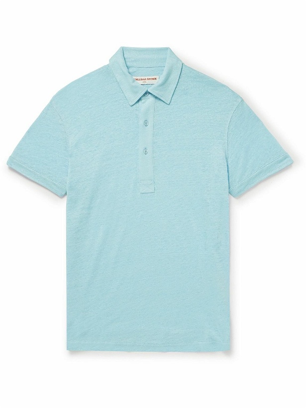 Photo: Orlebar Brown - Sebastian Slim-Fit Linen-Jersey Polo Shirt - Blue