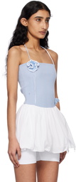 Kijun Blue Crochet Knit Tube Top