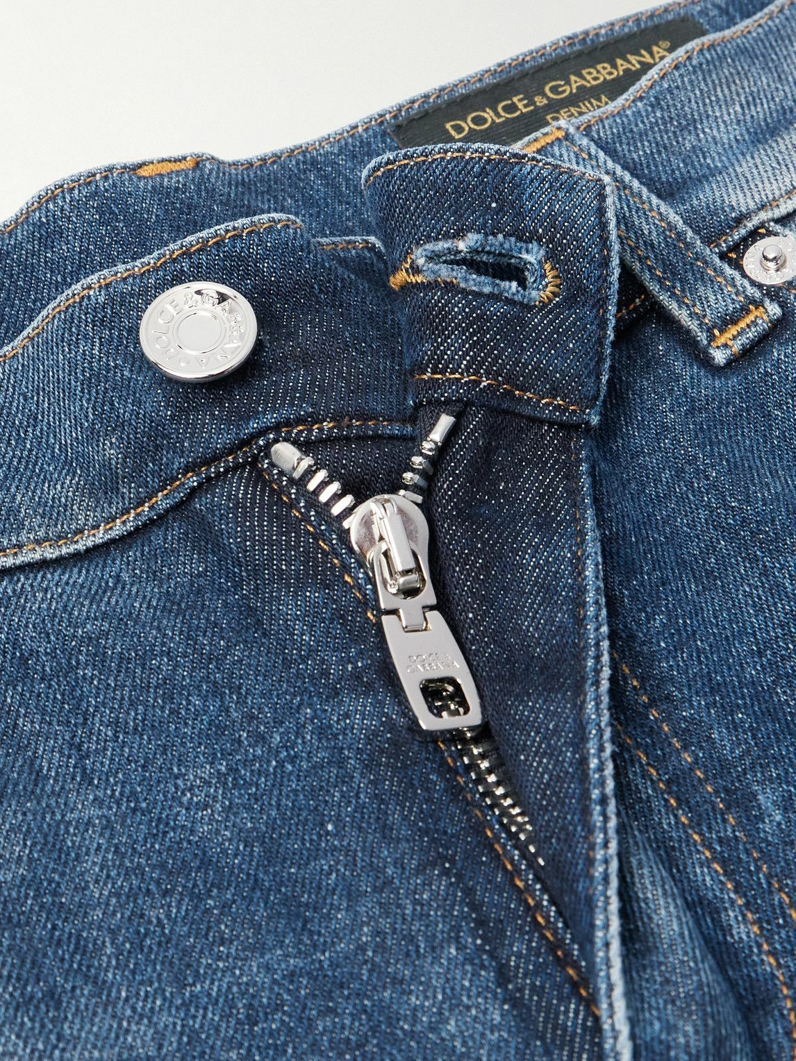 Dolce & Gabbana Blue Embellished Cotton Skinny Denim Jeans