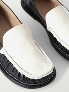AMI PARIS - Midi Gathered Two-Tone Glossed-Leather Loafers - Black