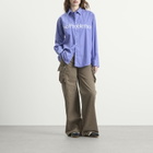 No Problemo Logo Stripe Poplin Shirt in Navy