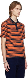 Marni Orange & Black Terrycloth Stripe Polo