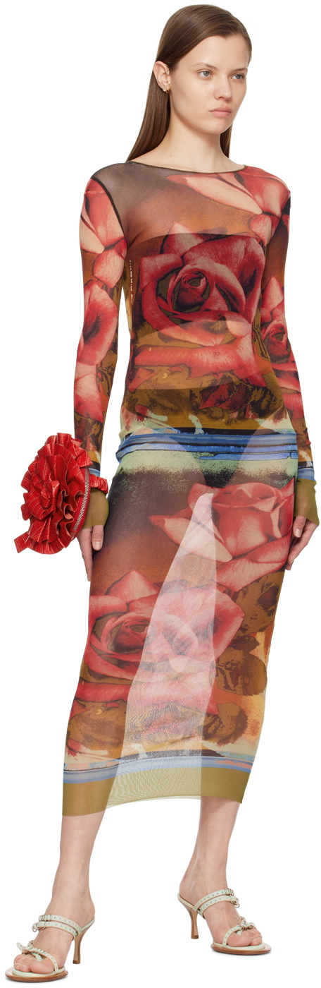 green emerald velvet dress Berrylush Women Red & Green Floral Printed One-Shoulder Neck Back Cuto main image 1
