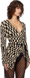 Dries Van Noten Black & Off-White Jacquard Cardigan
