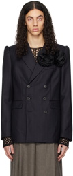 Dries Van Noten Navy Embellished Blazer