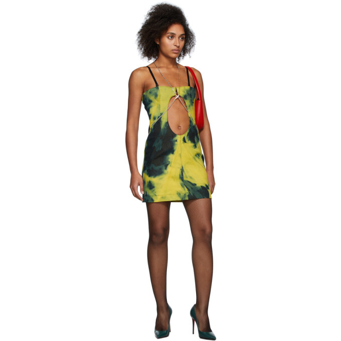 Mowalola Indigo and Green Denim Xscape Dress Mowalola