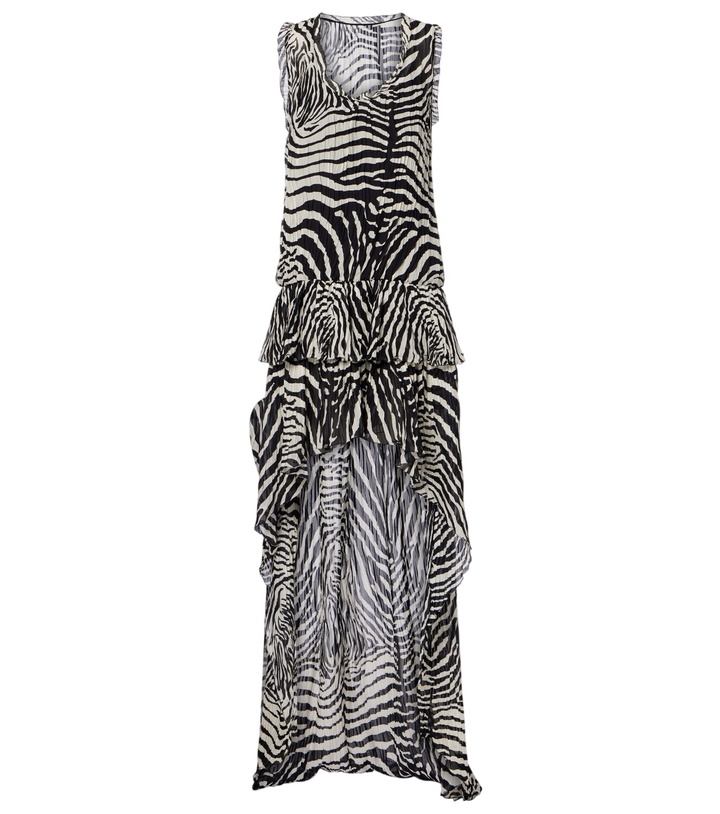 Photo: Blumarine Zebra-print asymmetric chiffon minidress