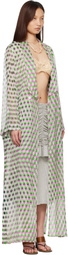 Dries Van Noten White & Green Polka Dot Print Silk Creponne Jacket