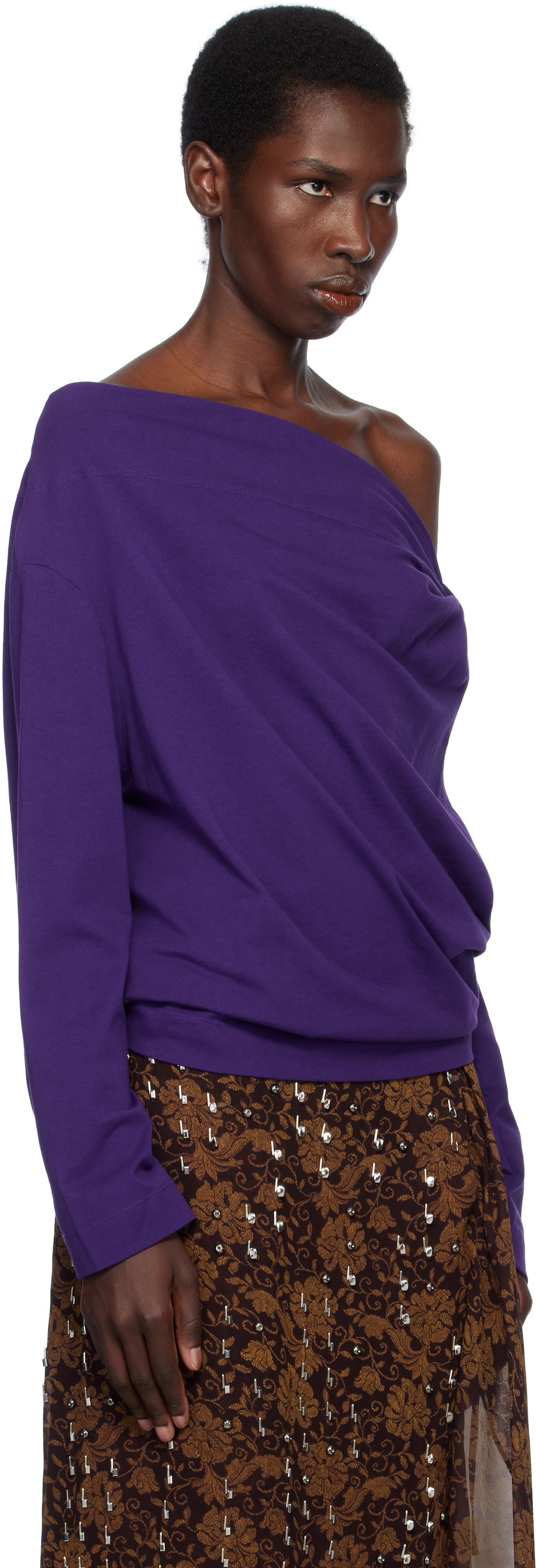 Dries Van Noten Purple Off-Shoulder Top Dries Van Noten