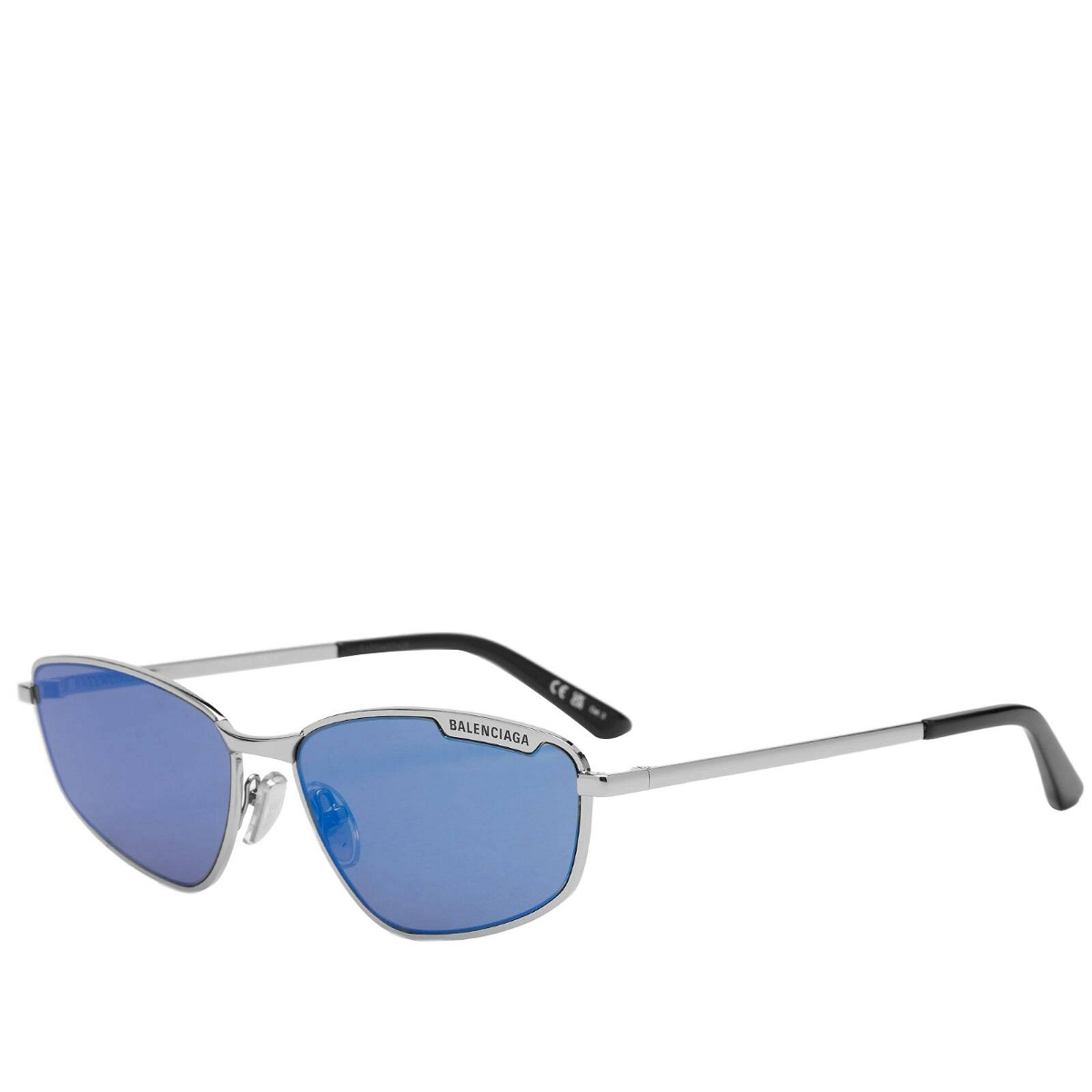Photo: Balenciaga Eyewear BB0277S Sunglasses in Ruthenium/Blue