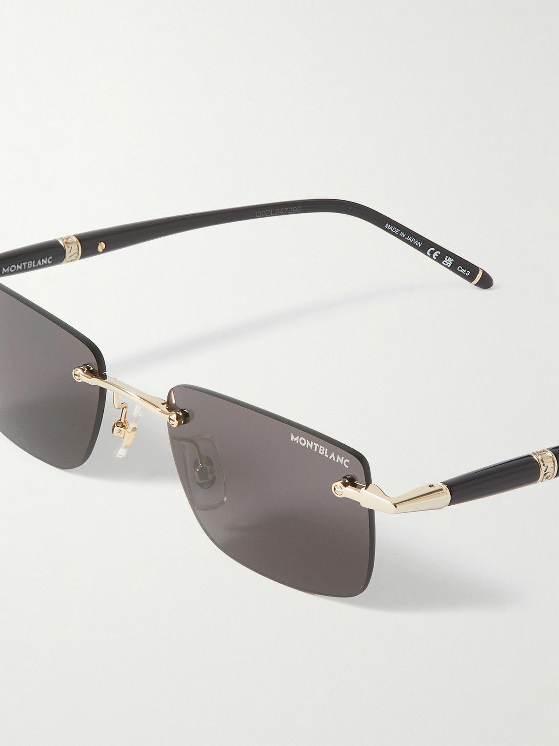 MONTBLANC EYEWEAR - Meisterstück Rimless Rectangular-Frame Gold-Tone and Acetate Sunglasses