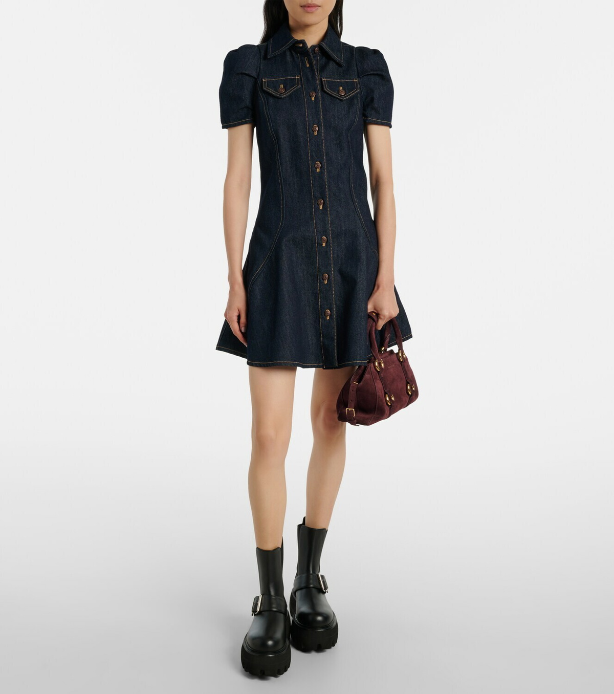 McQueen Farringdon Small suede tote bag