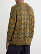 Kartik Research - Striped Knitted Cotton Polo Sweater - Green