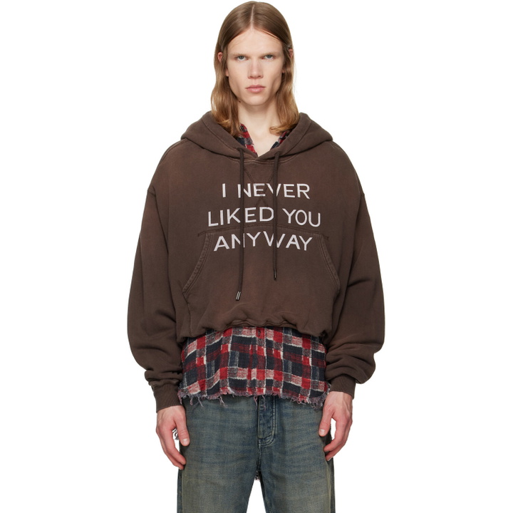 Photo: R13 Brown 'I Never Liked You' Balloon Popover Hoodie