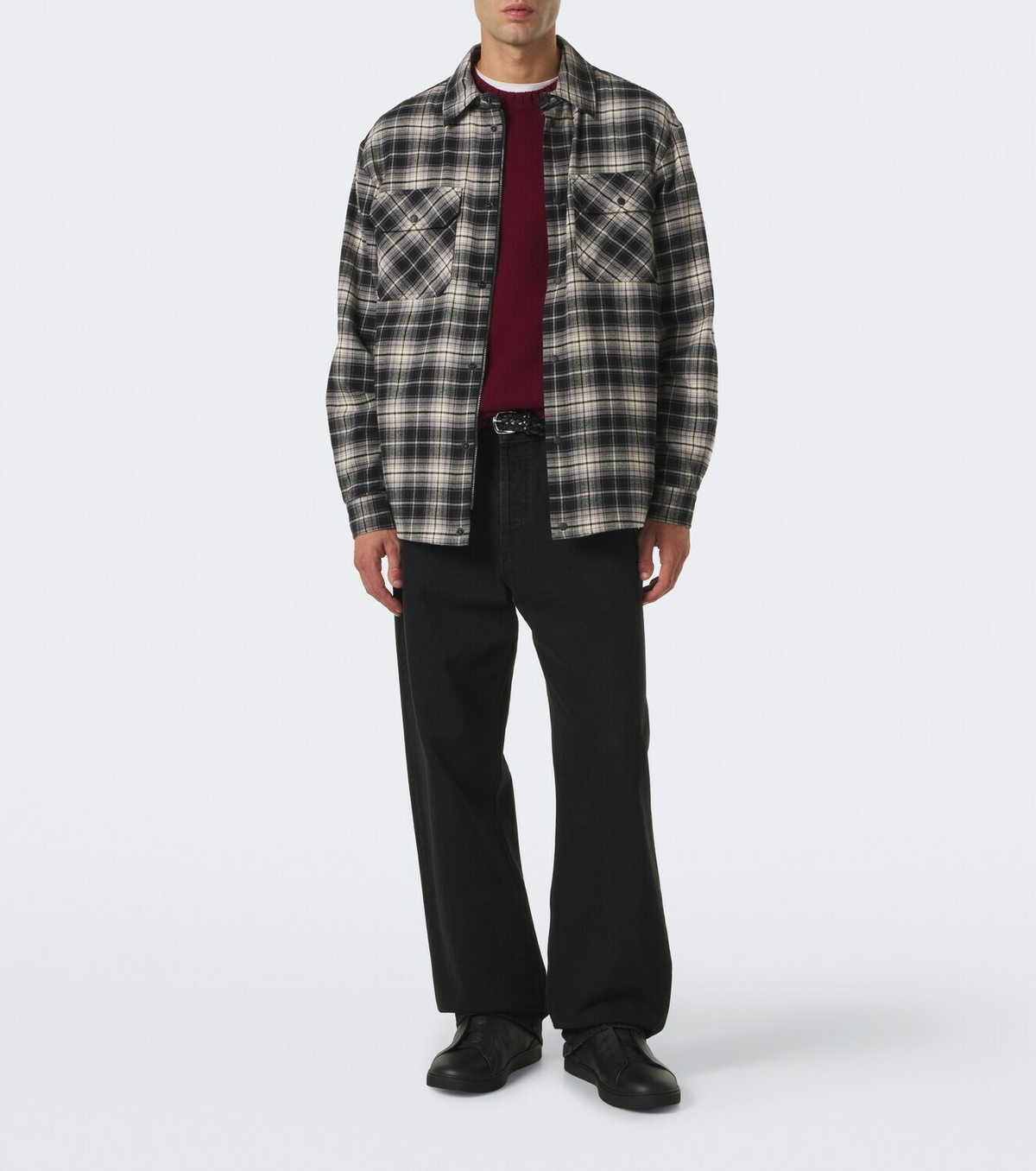 Moncler Checked cotton flannel zip-up shirt