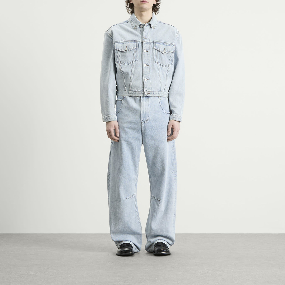 Entire Studios Men's Shrunken Denim Jacket in Old Blue