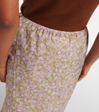 Prada Lace-trimmed floral midi skirt