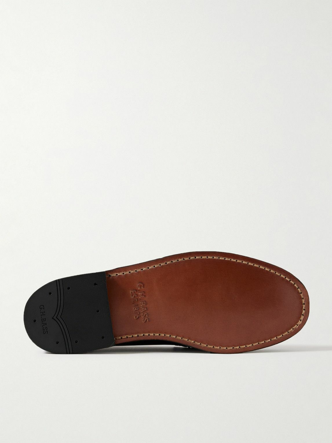 G.H. BASS - Weejuns Heritage Larson Weave Polished-Leather Penny Loafers - Black