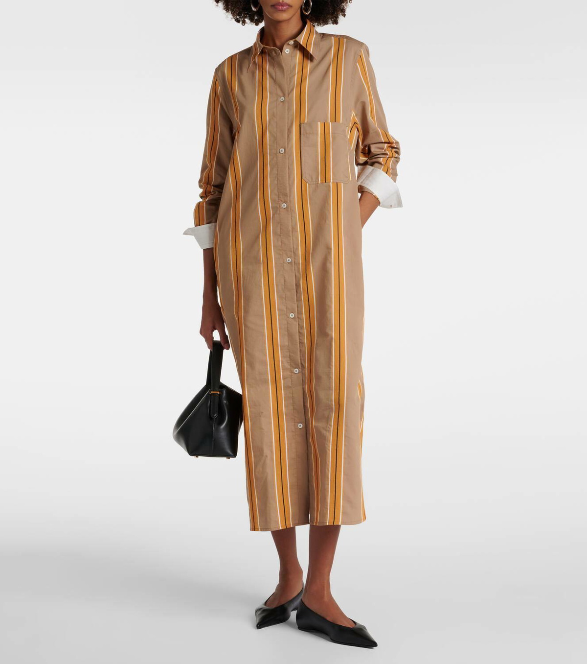 ワンピース TOTEME Striped Kimono-Sleeve Shirtdress Striped kimono-sleeve shirtdress black/white – TOTEME