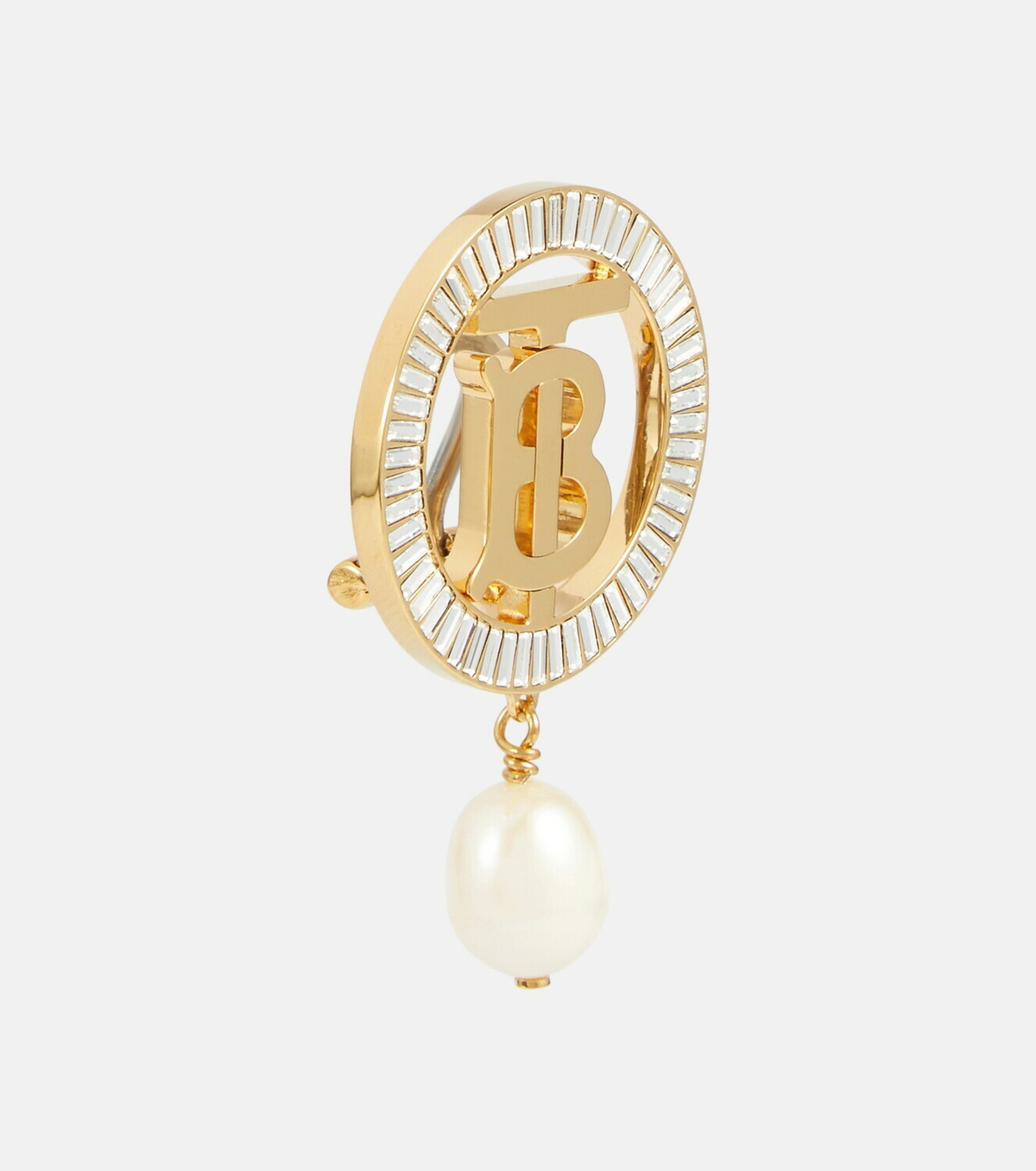 Burberry - TB gold-plated brass earrings with pearls