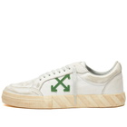 Off-White Men's Low Vulcanised Distressed Leather Sneakers in White