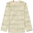 Pilgrim Surf + Supply Men's Julien Stripe Long Sleeve T-Shirt in Green Watercolour