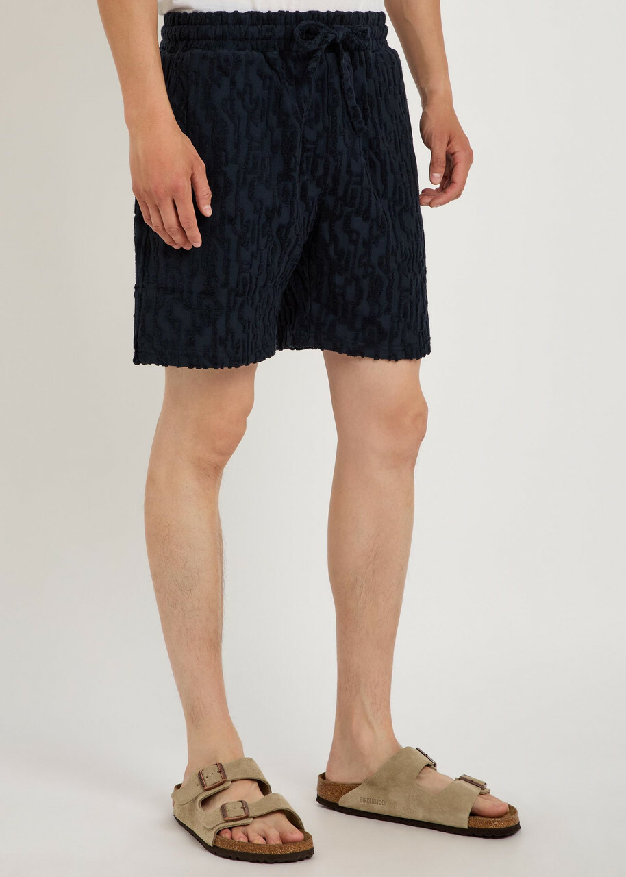 Raith Fausto Flocked-pattern Terry Shorts Navy