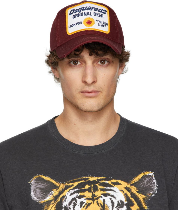 Photo: Dsquared2 Burgundy Patch Baseball Cap