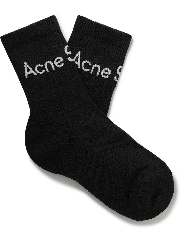 Photo: Acne Studios - Logo-Jacquard Cotton-Blend Socks - Black