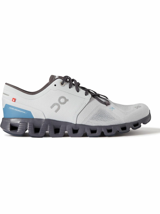 Photo: ON - Cloud X3 Rubber-Trimmed Mesh Running Sneakers - Gray