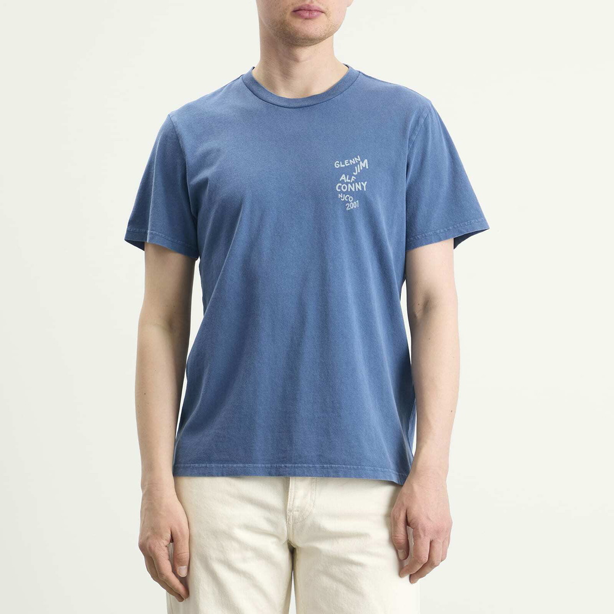 Nudie Jeans Co Men's Roy OG Line-Up T-Shirt in French Blue