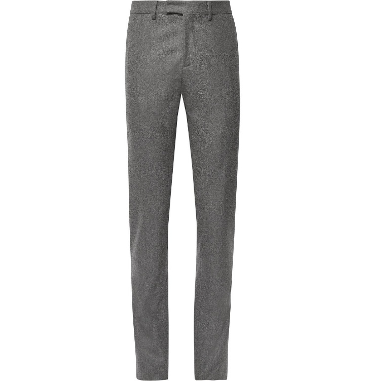 Photo: SALLE PRIVÉE - Anthracite Rocco Slim-Fit Mélange Wool-Flannel Suit Trousers - Gray