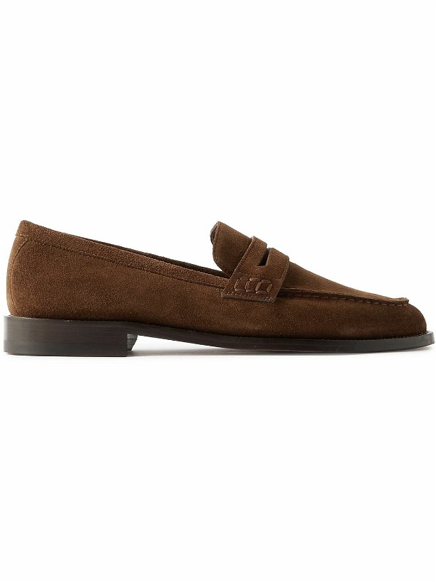 Photo: Manolo Blahnik - Perry Suede Loafers - Brown