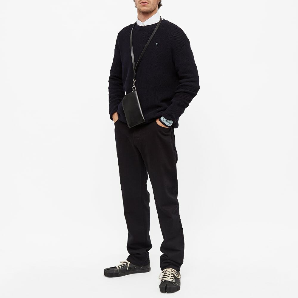Raf Simons Men's R Logo Crew Knit in Navy Raf Simons