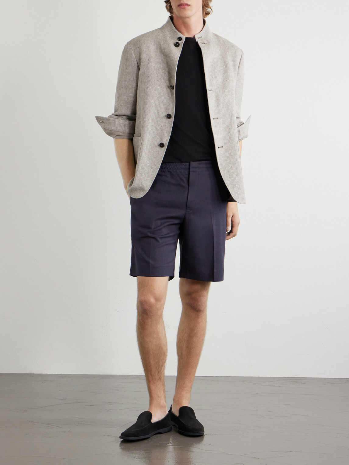 Zegna - Oasi Straight-Leg Linen Shorts - Blue