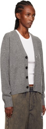 We11done Gray Pocket Logo Knit Cardigan