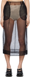 Simone Rocha Black Sheer Slit Pencil Midi Skirt