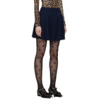 GANNI Navy Cashmere Wool Miniskirt