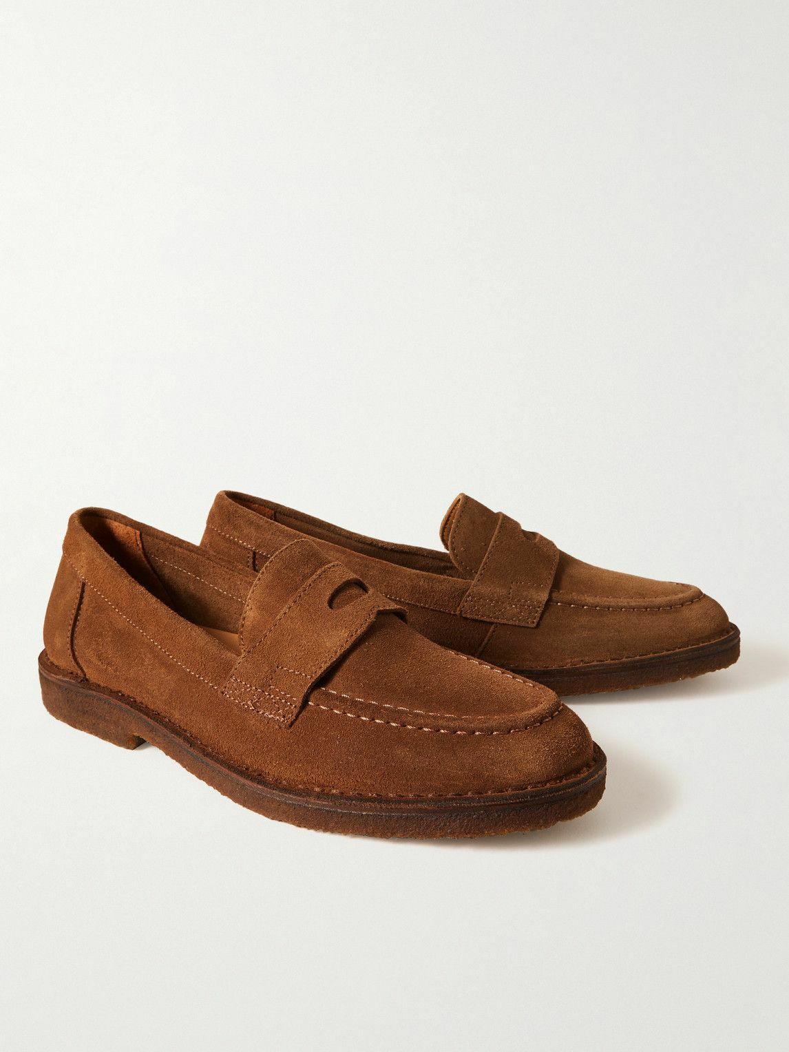Drake's - Suede Penny Loafers - Brown