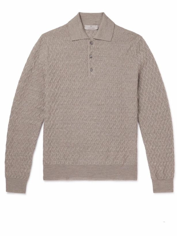 Photo: Canali - Cable-Knit Wool Polo Shirt - Neutrals