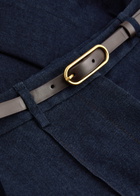 Veronica Beard Gracie Belted Chambray Trousers Navy