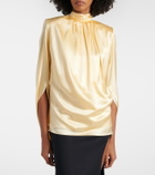 Mugler Draped silk-blend satin top